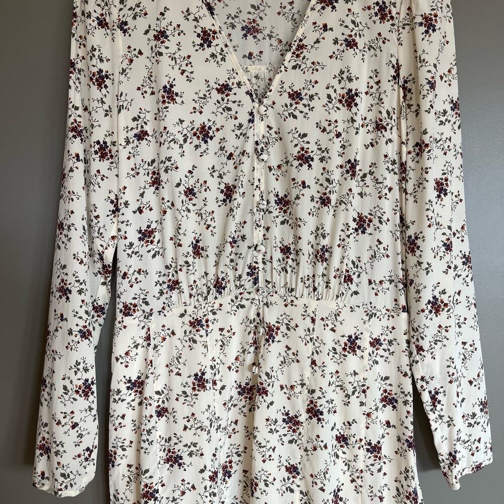 Veronica Beard Riggins Dress Whitestone Size 8 Silk Ivory Cream Floral Blouson - Picture 6 of 16